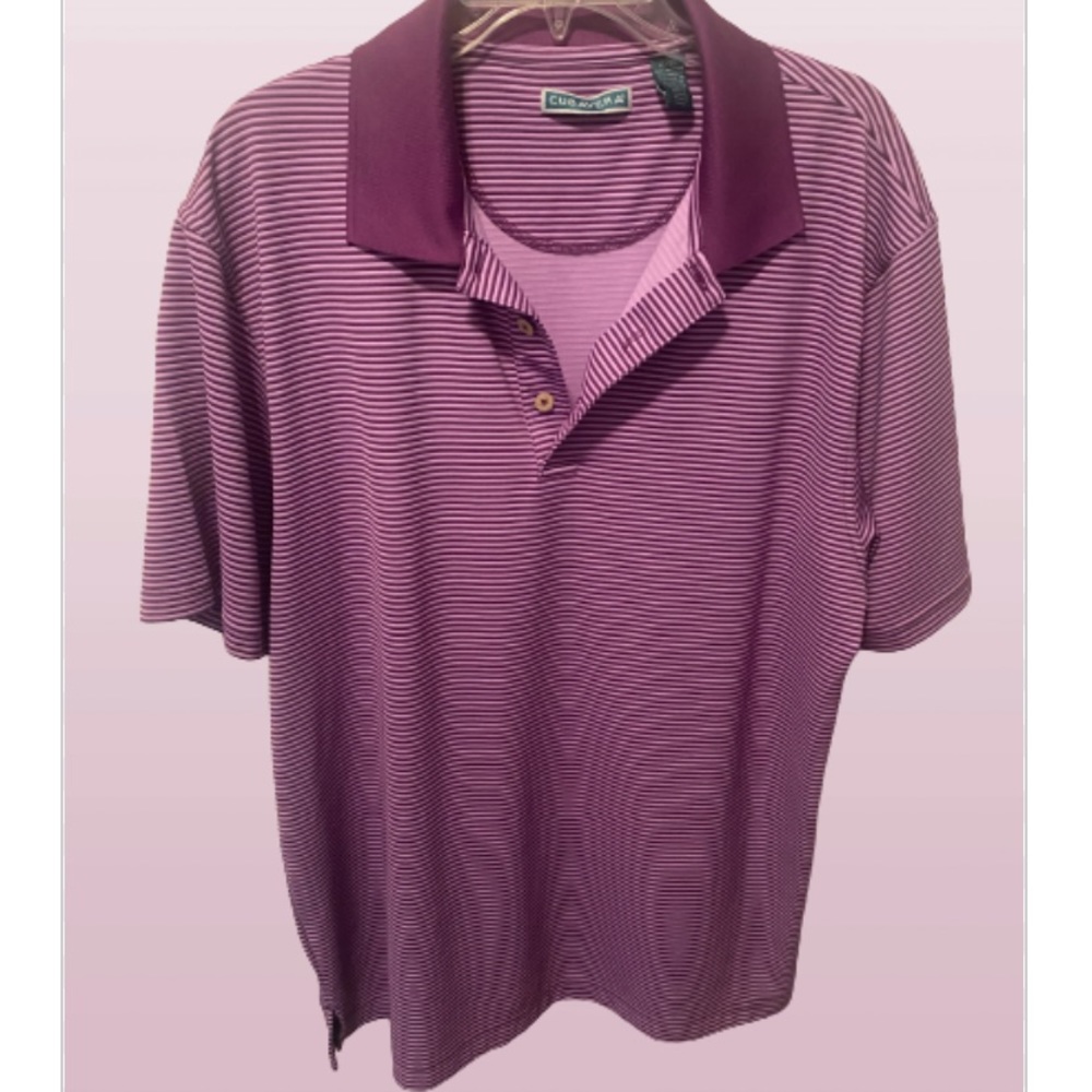 โSOLDโCubavera Menโs Polo Golf Purple Striped Short Sleeve Shirt XL - Picture 1 of 7